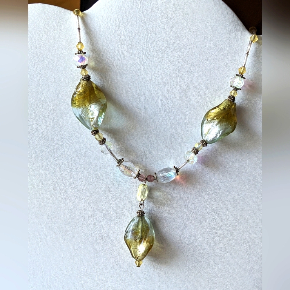 Vintage Aurora Borealis and Glass Beaded Necklace